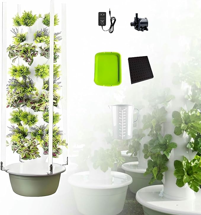 Hydroponics Growing System Vertical Tower with Hydrating Pump Aeroponics Growing Garden Kit for Indoor Herbs Fruits and Vegetables-*