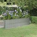 Garden Raised PlanterGarden BedGalvanized Raised Garden BedPlanter Raised bedsGalvanized PlanterBed Powder-Coated Steel 102.4x15.7x26.8 Silver