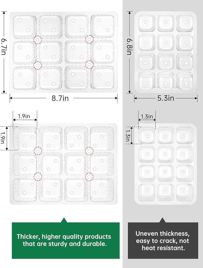 Seed Starter Tray Medium Size 4 Packs Seed Starter Kit with Upgraded 24 Full Spectrum LEDs Adjustable Brightness and Timer with Drainage Holes Tools and Labels for Indoor Plant Growing