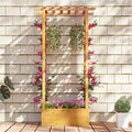 60 Tall Pine Wooden Raised Garden Bed with Trellis &amp Flat Roof Planter Box for Climbing Plants Outdoor Planting Stand Roof Climbing Plant Support Raised Beds Backyard Planter Wooden Garden Pla