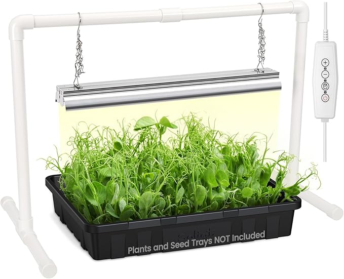 SOLIGT Grow Lights for Seed Starting 2FT LED Full Spectrum Seedling Grow Lights with 4 Brightness &amp 8/12/18H On Timer Adjustable Height Stand for Indoor Plants Seedlings Herbs &amp Vegetables