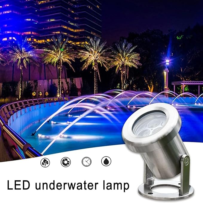 Submersible LED Swimming Pool Light - IP68 Waterproof Garden Pond Lights 304 Stainless Steel Fountain Decoration Underwater Landscape Lights(Red Light)