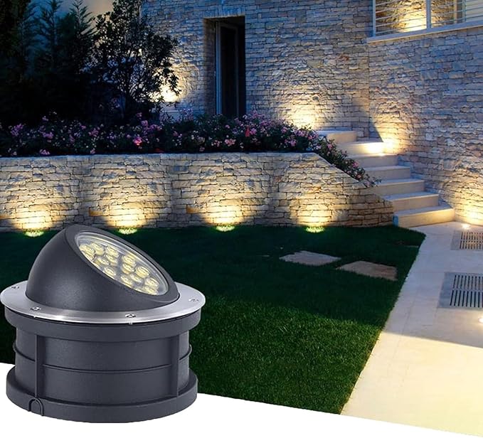 LED Beam Spotlight - IP67 Waterproof Adjustable Angle Outdoor Landscape Lamp Stainless Steel Round Garden Light (Green 18W 24V Red 12W 85)