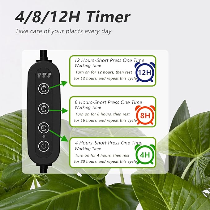 Standing Grow Light with Timer 4/8/12H 20W Full Spectrum Vertical Grow Lights for Indoor Plant Growing Wide Coverage 5.24FT to 6.88FT Height Adjustable Ideal for Large Tall Plants