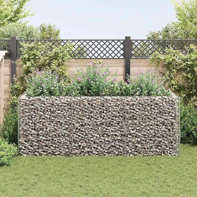 Gabion Raised Bed Retaining Wall and Garden Fence - Galvanized Steel Durable Welded Wire for Landscape Large Capacity Metal Planter Baskets