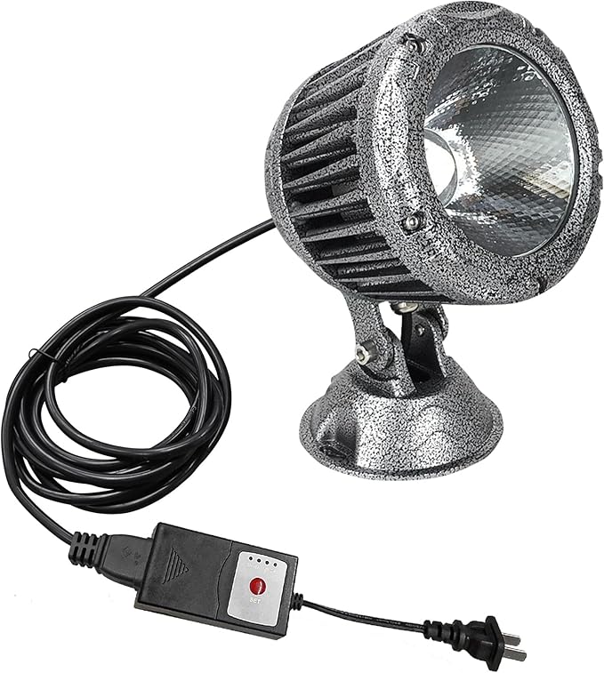 Kiven IP65 Waterproof Landscape Up Down Light COB Decorative Spotlight with Plug-in Cord and Timer for Indoor Outdoor Park Yard Step Statue Lawn Light(10W Cool White)
