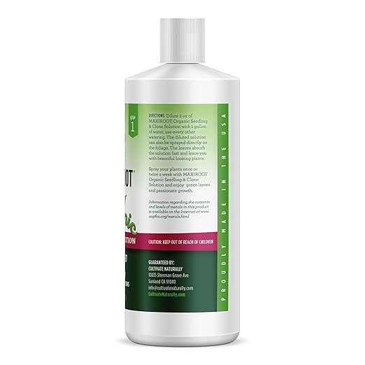 Organic Seedling Solution Liquid Fertilizer for Seedlings Cuttings &amp Clones – Natural Seaweed &amp Fish-Based Plant Food for Strong Root Growth. 32 oz