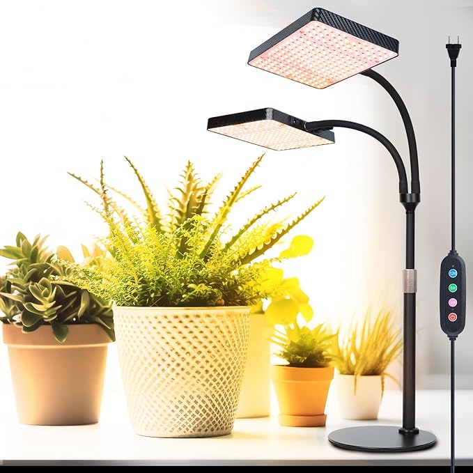 2026 2Head Tabletop Grow Lights for Indoor Plants Seed Starting Bonsai 50 Watt Power Draw Big Coverage and Bright Enough Like A Small Sun for Your Jungle 16-24 Height Adjustable