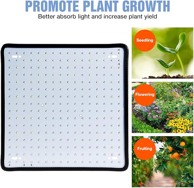 4PCS 1000W Full Spectrum 256Leds LED Growing Light Panel for Indoor Plants Sunlike Full Spectrum with White UV IR LEDs for Seedlings &amp Succulents Greenhouse Veg Bloom Hydroponics US Plug with Ho