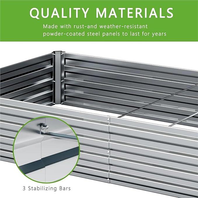 Raised Garden Bed 12x4x1FT Galvanized Raised Garden Bed Kit Vegetable Boxes-Rectangle Metal Flower Box Large Planter Raised Beds Outdoor Garden for VegetableFlower(Black)