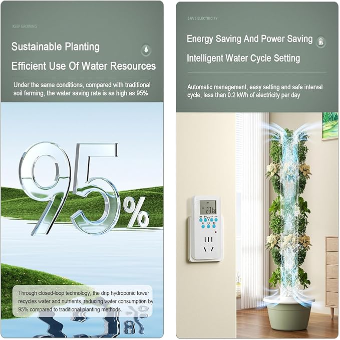 Hydroponics Growing System 5/7/9 Layer Tower Garden Hydroponics Growing System Indoor Smart Garden with LED Light Plants Indoor Hydroponic Vegetable Tower for Gardening Lover5Layer