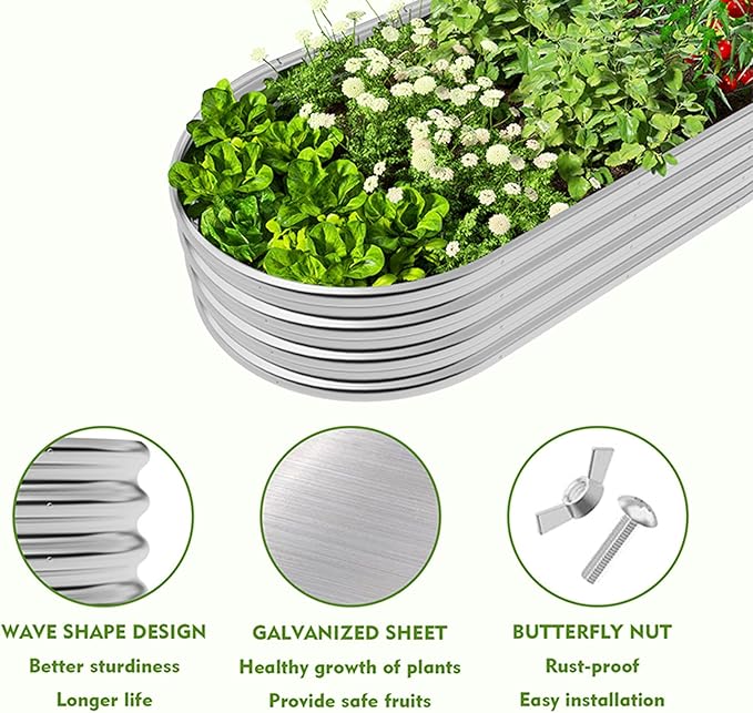 GADI Galvanized Raised Garden Bed Outdoor Raised Beds Planter for Outdoor Plants Large Metal Raised Garden Bed Kit (4FT)