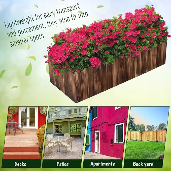 Raised Planter Box Garden Scalloped Edge Wooden Raised Garden Bed 40x16x12