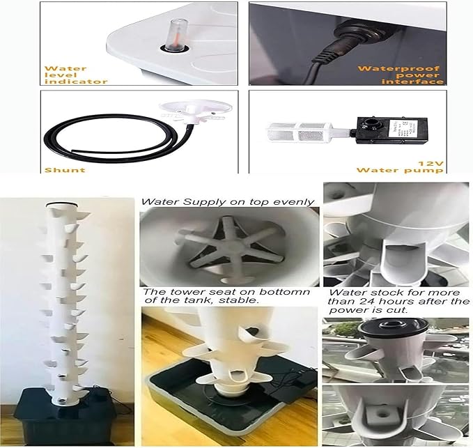 Hydroponic Tower Kit Hydroponic Planting System Hydroponic Vertical Planting Suitable for Home Kitchen Gardening Gardening Enthusiasts