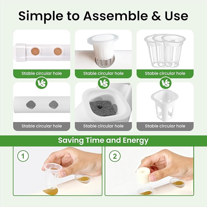 Upgraded Hydroponics Growing System108 Plant Sites 3 Layers 12 Food-Grade PVC-U Pipeshydroponics Growing System Kit Gardening Systems Grow Kits with Water Pump Timer nests Basket and Sponge