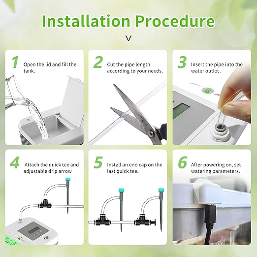 Indoor Drip Irrigation System with 2-Gallon Water Tank Touch Night Light &amp Programmable Timer-Self-Watering Kit for 10 Potted Plants