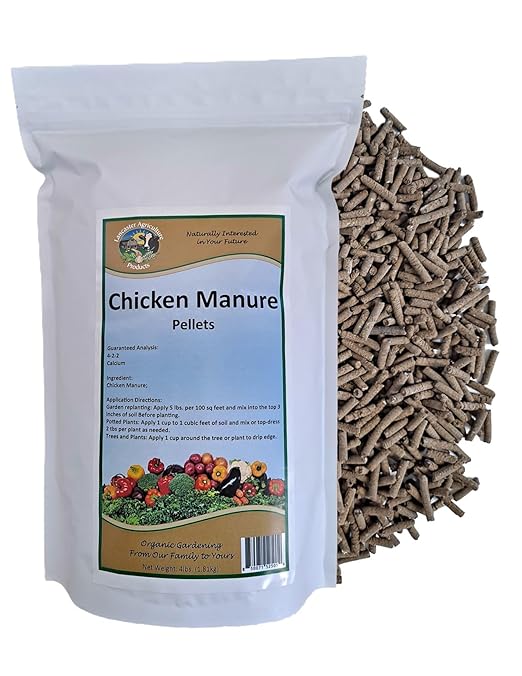 Chicken Manure Pellets 4 Pounds - Nutrient-Rich Slow-Release Fertilizer with Nitrogen Phosphorus &amp Potassium for Healthy Plant Growth and Soil Improvement - Lancaster Agriculture Products
