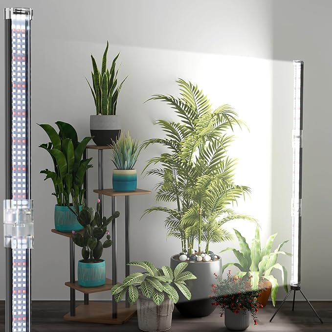 Super-Bright 48 T10 Plant Lamp 6000k Full Spectrum Standing Grow Light 3 Modes &amp 5 Dimming Levels Timer 4/8/12H12V/3A High Power Output for Large &amp Tall Indoor Plants