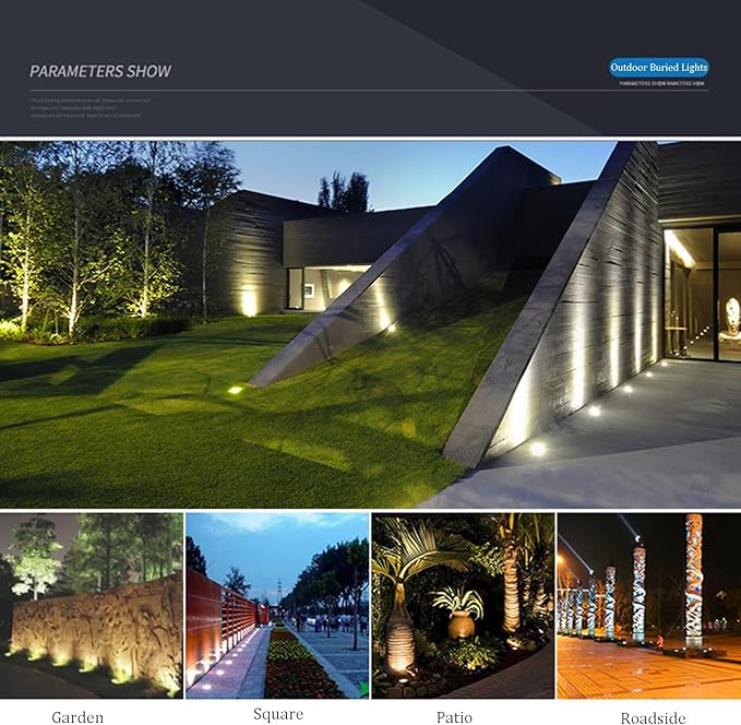 Outdoor Underground Light Recessed Landscape Light 85-110V LED Ground Buried Light for Garden Yard Driveway Deck Pathway Lights 4 Pack