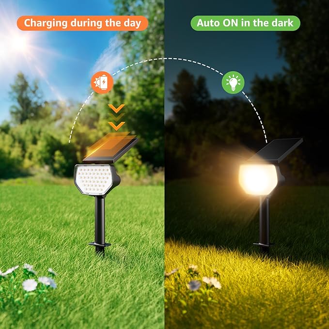 Lepro Solar Decorative Spot Lights 4 Pack Warm White Accent Lights for Garden Ambiance IP65 Waterproof Adjustable Landscape Lighting to Highlight Statues Plants Pathways &amp Yard Decor