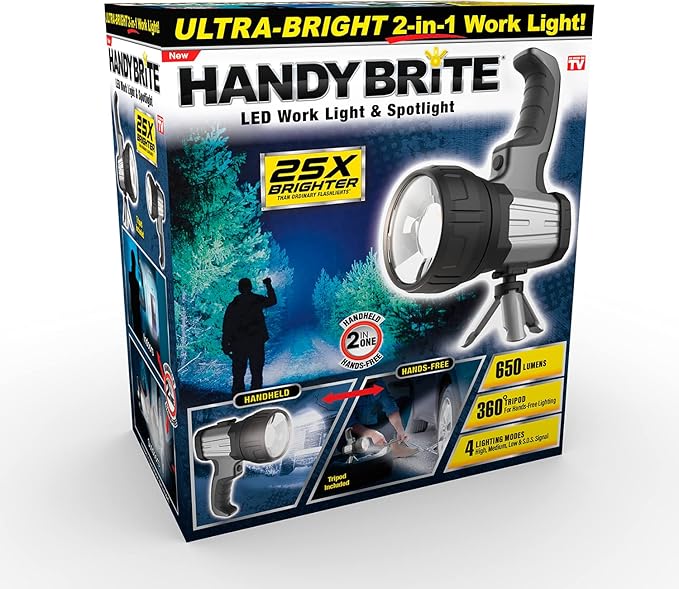 Handy Brite 2-in-1 Handheld + Hands-Free LED Work Light &amp Spotlight with Tripod