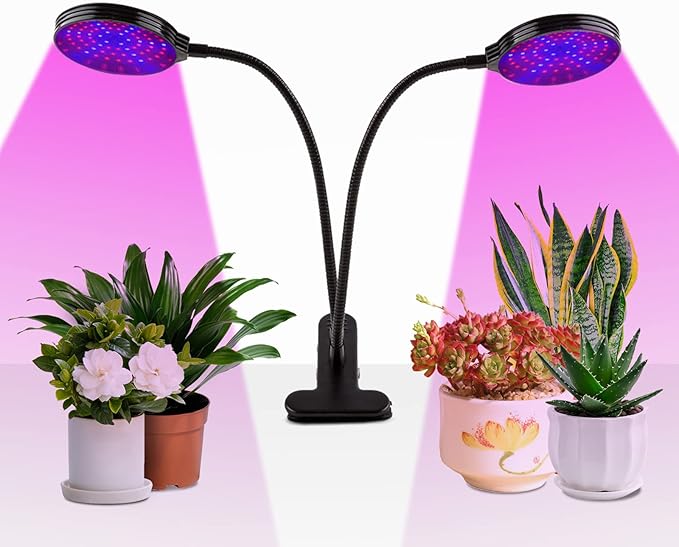 Sunlike LED Grow Light with Blue Red Light USB Powered 4/8 / 12H Timer &amp 5 Brightness Levels - Full Adjustable Gooseneck Waterproof Clip for Indoor Plants &amp Seedlings (Type 1)