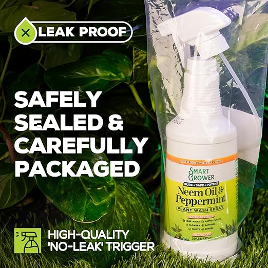 Neem Oil Spray for Plants with Peppermint Oil Natural Plant Wash Made for Indoor and Outdoor Plants Smart Grower 128oz Gallon Refill Ready to Use Spray