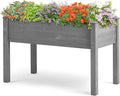 Raised Garden Beds Outdoor with Legs for Gardening 48 Wooden Raised Elevated Planter Garden Box Stand with Liner Standing Growing Bed for Patio Balcony 380lbs Capacity Grey