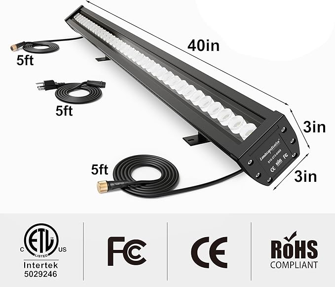 Linkable LED Wall Washer Light with RF Remote 144W RGBW Color Changing LED Linear Light Bar AC120V 40 Waterproof RGB Wall Wash Lights for Oudoor &amp Indoor Lighting Projects ETL Certified