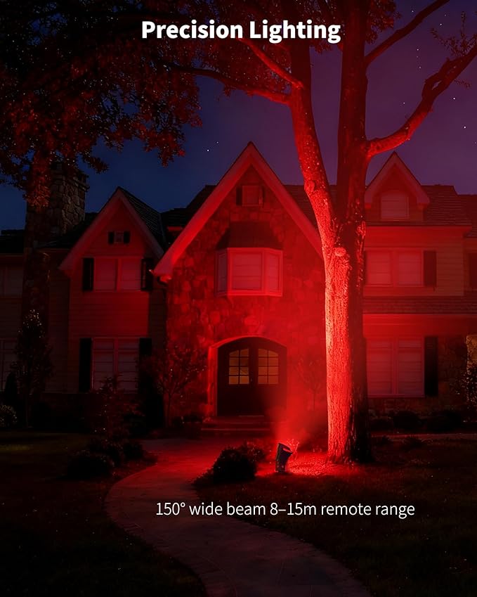Ofuray Solar Spot Lights Outdoor RGB Color Changing with 8 Lighting Modes IP67 Waterproof Landscape Lights 9.8ft Cable 5200mAh Power Dusk to Dawn Solar Spotlights for Flag Garden &amp Outdoor Déc