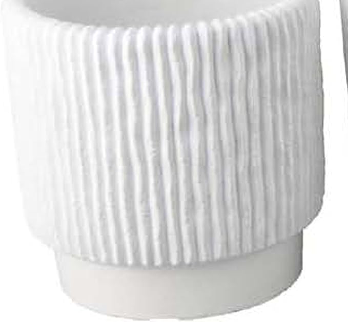 3pc Planter Set Ribbed Grooved White Terracotta 81012 Inch
