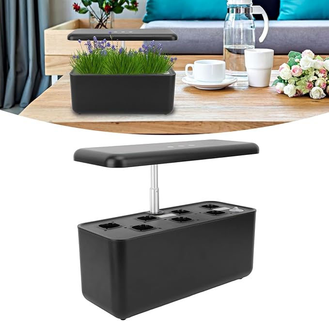 SIXRUN Hydroponics Growing System 3 Modes LED Hydrophonic Planter for Indoor Garden US Plug 100V‑240V LED Hydroponics Growing System Kit (Black)