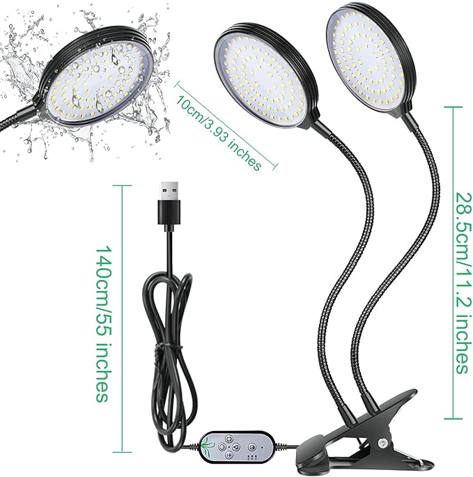 MEGHALI USB Plant Light LED Plant Fill Lights Clip Light with Timing Dimming Function Indoor Plant Lamp for Vegetable Succulent Herb Seedlings Garden