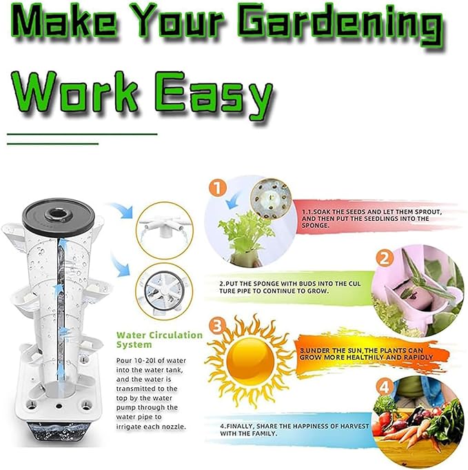 Cultivation Hydroponic Tower aeroponic Cultivation kit Garden hydroponic Tower Vertical aeroponic Cultivation System for Herbs Fruits and Vegetables30holes