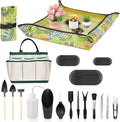 LASZOLA 45 pcs Repotting Set with Potting Mat Tiny Tools for Indoor Plants Succulents Gardening Bag Kit with Waterproof Tray and Mini Tools Ideal for Soil Replacement Seedling Transplanting Yellow