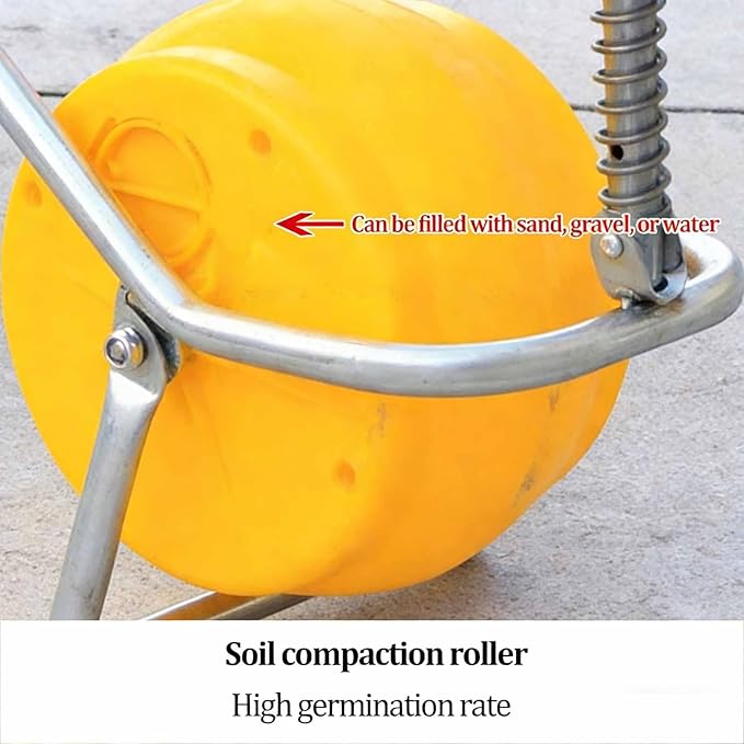 Hand Seed Spreader Single-Wheel Row Planter Garden Roller Seeding Fertilizer Applicator with Nozzles Garden Push Seeder Machine for Soy Peanut Corn Soybean(5 Nozzles)