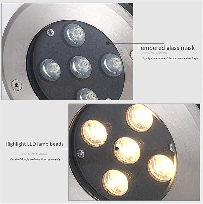 Recessed Underground Lights - Ground Landscape Lights 85-265V Round Anti-Glare Buried Lights/IP67 Waterproof Embedded LED Outdoor Floor Spotlight/Lawn Garden Villa Round Lighting Tree Light