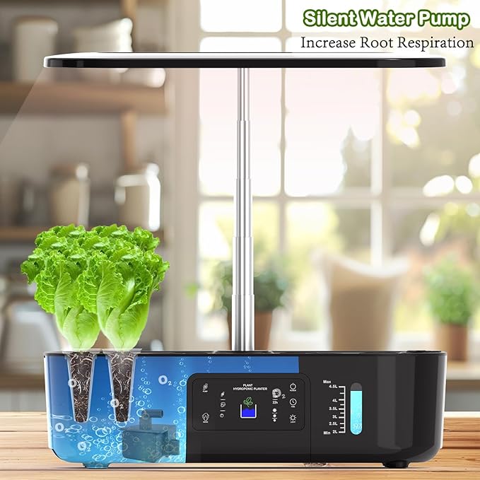 Hydroponics Growing SystemBHTNYOO-13 Pods Indoor Herbs Garden Gardening Kit with Multi-Mode Adjustable Height LED Grow LightsAutomatic Water Pump Timer (LCD Touch Screen)