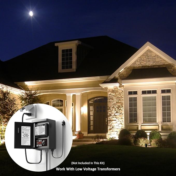 Low Voltage Landscape Spotlight 50W Halogen Floodlight 12V Metal Landscape Light 380 Lumen 3000K Warm White with Replaceable Bulb Spike Stake and Connector for Garden Yard Lawn Driveway