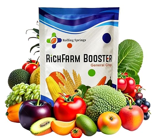 RichFarm Booster Root Stimulator for All Crops Works with Any Fertilizer or Plant Food Organic Billion Microbes Soil Conditioner Water-Soluble Plant Food additive 4.23 oz Cover 1/3 Acre