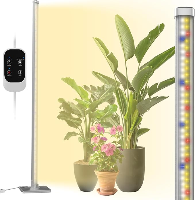 Standing Grow Light with Auto-Timer 36W Vertical Grow Lights for Indoor Plants3 Light Modes268 LEDs Detachable Full Spectrum Plant Lights for Wide Area Coverage in Indoor Plants (60IN-Silver)