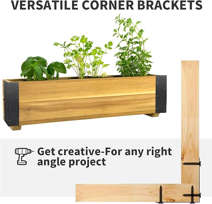 Set of 8 Raised Garden Bed Corner Brackets with Wood Screws for 20-24 Bed Heavy Duty Corner Brace Metal Brackets for Wood L Bracket Metal Connectors for Vegetable Planter Garden (8 Pack)