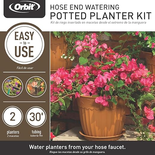 2-Pack Orbit 56309 Planter Drip Irrigation Kit - 30ft Complete Watering System with Adjustable Micro-Bubblers for Container Gardens