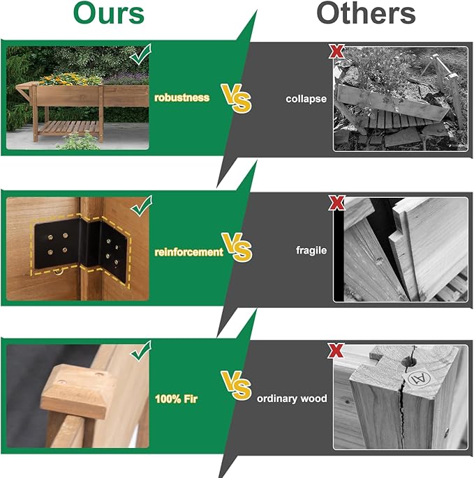 Raised Garden Bed with Legs Outdoor Elevated Garden Box with W-Connection TabsLarge Storage Shelf for Vegetable Flower Herb Easy to Assemble81x23x32 in