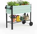 WORKPRO Galvanized Raised Garden Bed with Legs &amp Wheels 37x14.6x31.6in 400LB Capacity Elevated Planter Box for Garden Backyard Patio &amp Deck Light Green