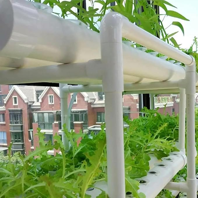 Hydroponic Grow Kit Hydroponics Growing System 3 Layers 108 Plant Sites Food-Grade PVC-U Pipes Hydroponic Planting Equipment with Water Pump Gift for Gardening Lover-//