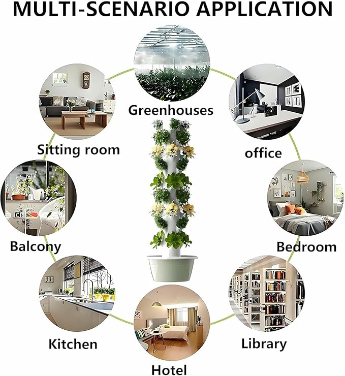 Hydroponics Growing System Vertical Tower with Hydrating Pump Aeroponics Growing Garden Kit for Indoor Herbs Fruits and Vegetables-*