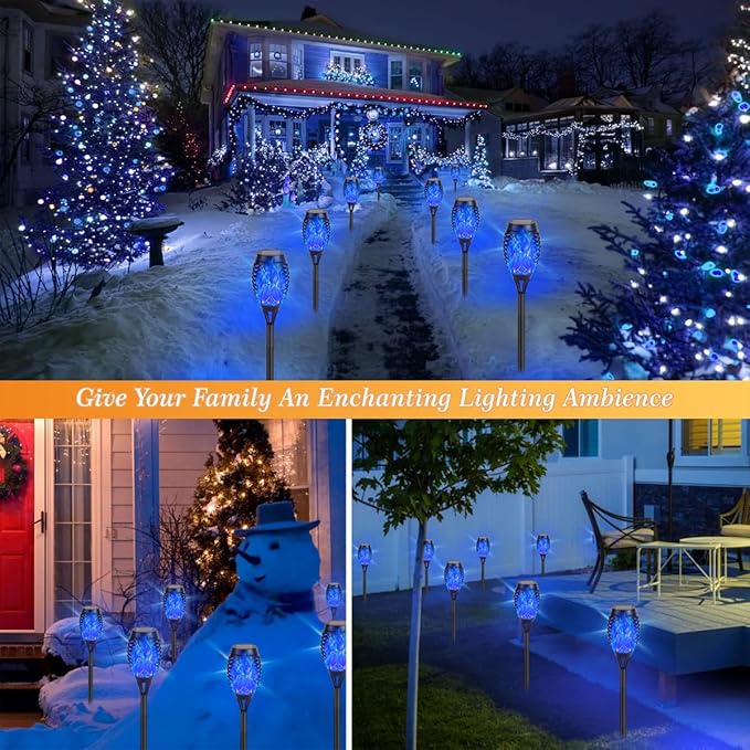 Solar Torch Flame Lights with Flickering Blue Flame Waterproof Outdoor Landscape Decoration Lighting for Garden Lawn Yard Solar Powered (8)