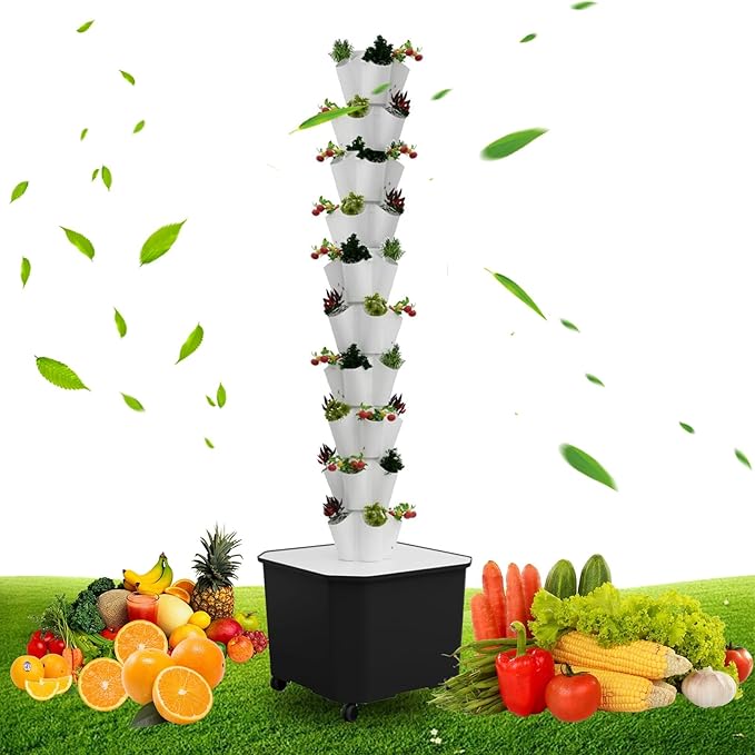 Aeroponic Tower Garden System Tower Garden Growing System Vertical Farming Tower with Pump Soilless Cultivation Growing System(166cm/65in)