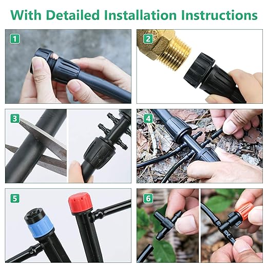 240FT Drip Irrigation System Kit Drip Irrigation System for Garden with 1/4 Irrigation Tubing DIY Saving Water Automatic Watering System for Greenhouse Yard Lawn Plant